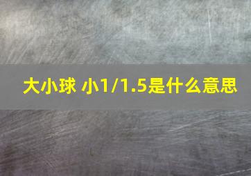 大小球 小1/1.5是什么意思